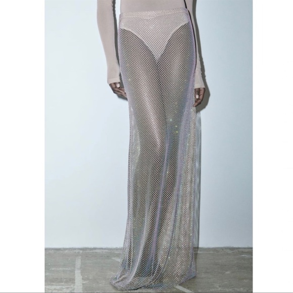 Zara SHIMMER MESH SKIRT - Picture 7 of 13